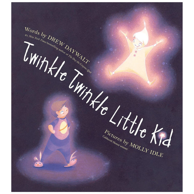 Cover of Twinkle, Twinkle Little Kid featuring a glowing star character and a child in pajamas on a dark background.