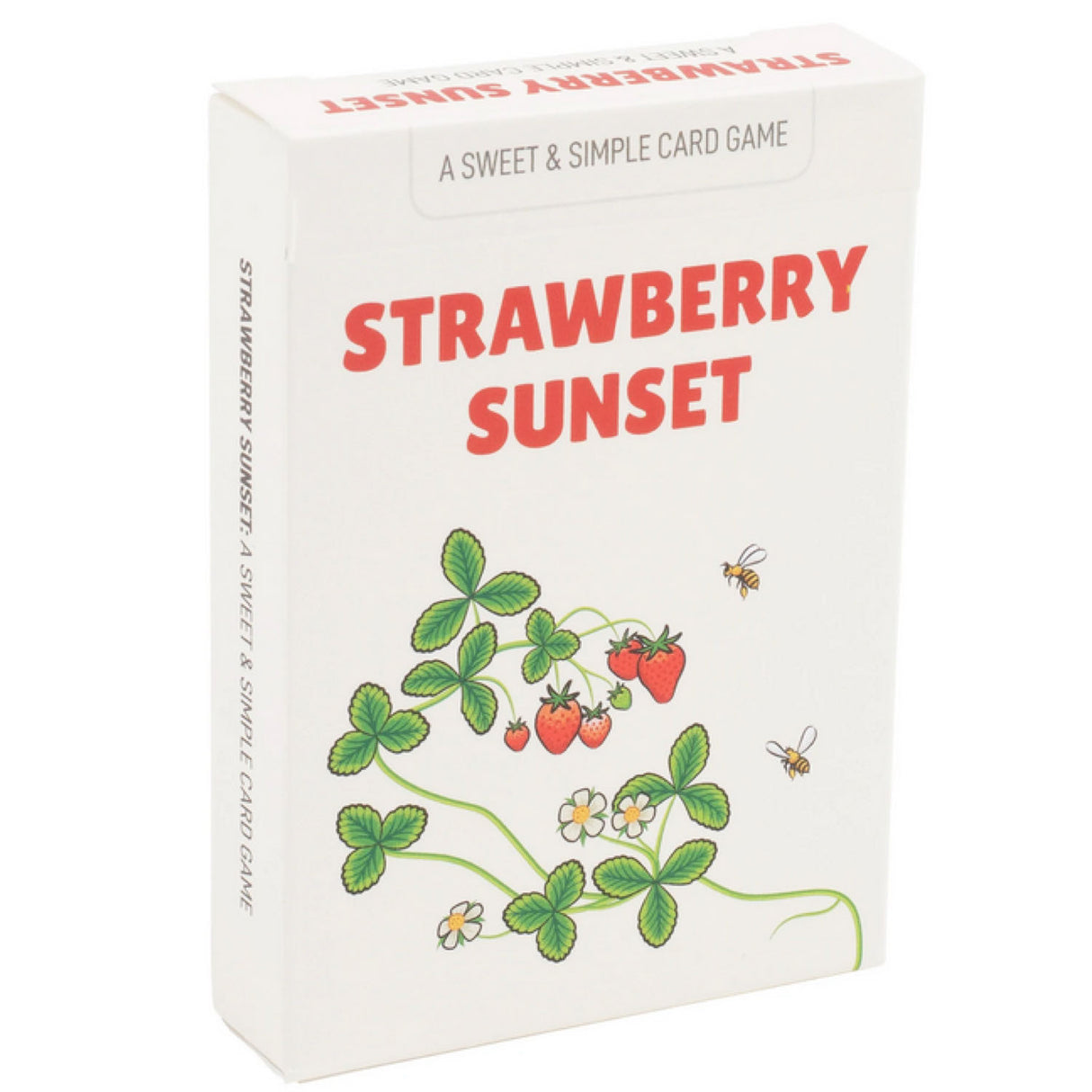 Strawberry Sunset card game box with strawberry plant illustration and bees, a sweet and simple garden strategy game.