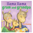 Llama Llama Gram and Grandpa book cover with Llama family reading together in a cozy, colorful illustration