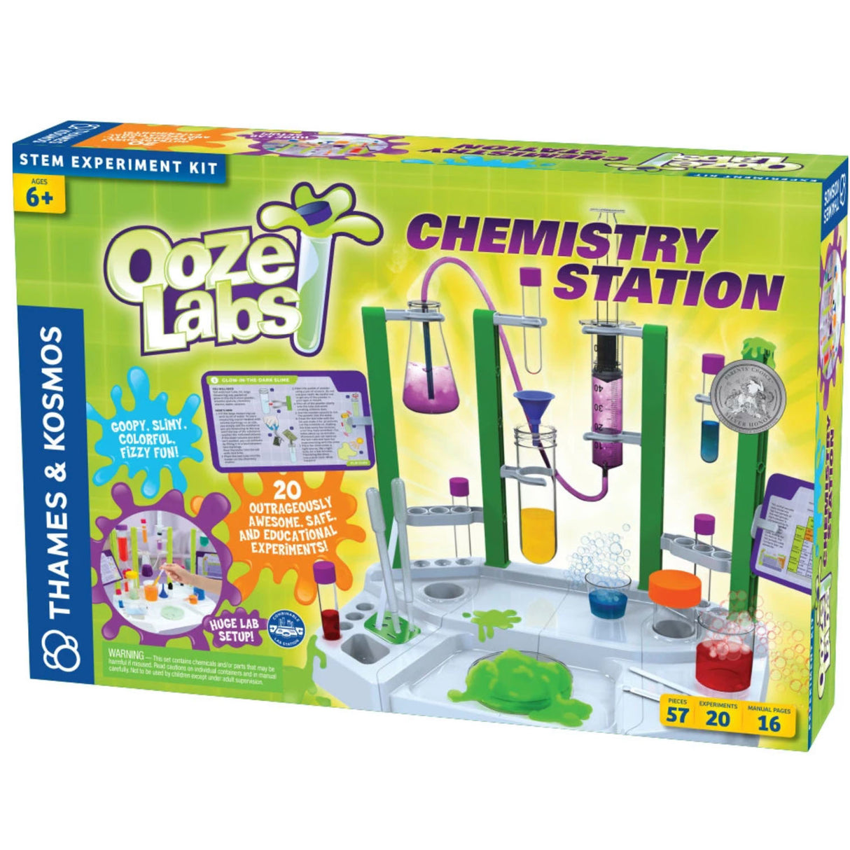 Ooze Labs Chemistry Station STEM experiment kit with test tubes, beakers, colorful safe chemistry play kit for kids 6+ years.