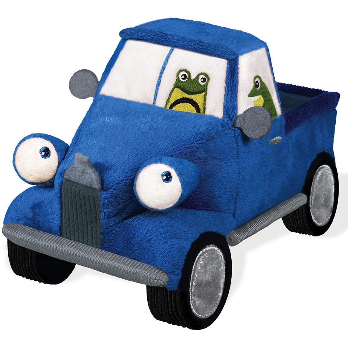 Little Blue Truck soft vintage toy with embroidered frogs, velboa body, and felt details, perfect for ages 3 and up.