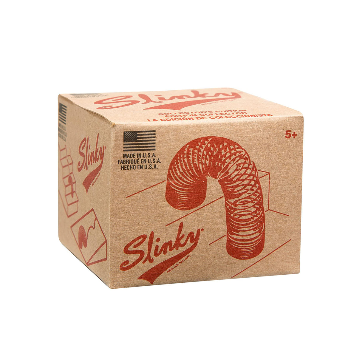 Slinky Collector Edition black metal Slinky in vintage-style box inspired by the original 1945 design, made in the USA.
