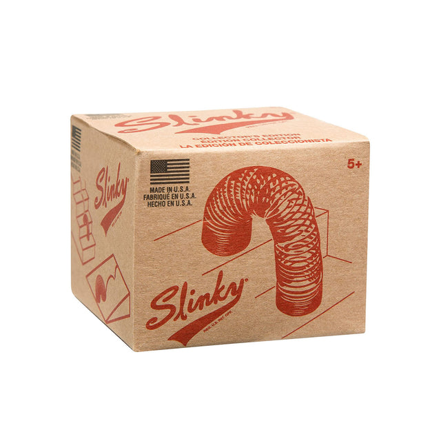 Slinky Collector Edition black metal Slinky in vintage-style box inspired by the original 1945 design, made in the USA.