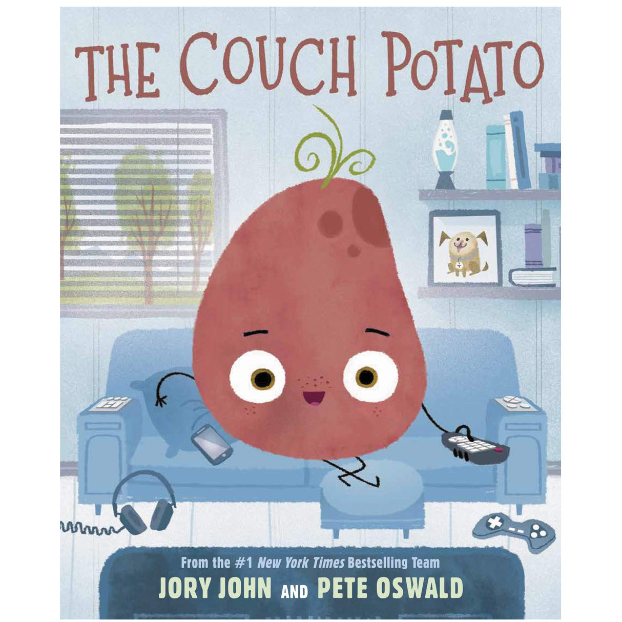 The Couch Potato book cover showing a happy potato character lounging on a couch with gaming accessories.