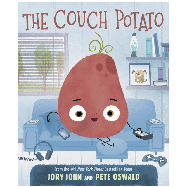 The Couch Potato book cover showing a happy potato character lounging on a couch with gaming accessories.