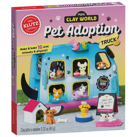Mini Clay World Pet Adoption Truck with colorful clay animals and a papercraft display truck for creative play.