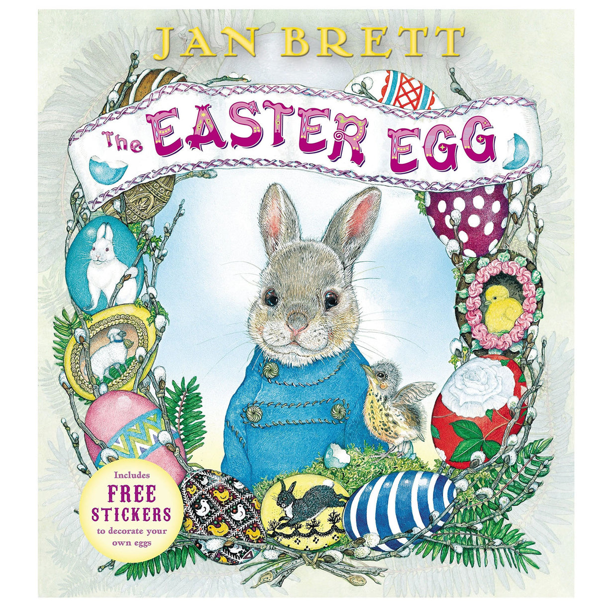 The Easter Egg features Hoppi the bunny in a blue jacket surrounded by colorful decorated eggs and springtime elements.