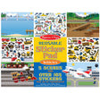 Sticker Pad Vehicles with 5 colorful scenes and over 165 reusable vehicle-themed cling stickers for creative play.