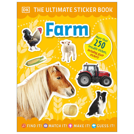 Ultimate Sticker Book | Farm with over 250 reusable stickers featuring farm animals, vehicles, and fun activities for kids.