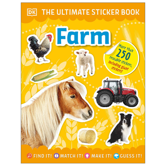 Ultimate Sticker Book | Farm with over 250 reusable stickers featuring farm animals, vehicles, and fun activities for kids.
