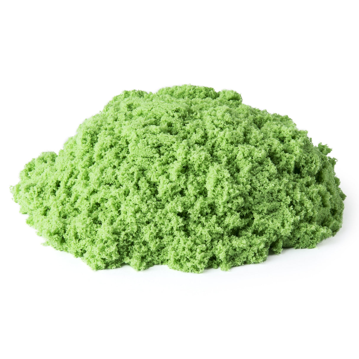 Kinetic Sand green moldable, squeezable sand that sticks to itself and not to your hands for creative play.