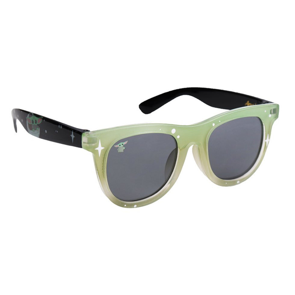 Arkaid The Child Sunglasses with galaxy-inspired green frame and 100% UV protection for sunny outdoor fun.