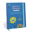 Bright blue Gentle Reminders guided journal with playful sun illustrations and elastic closure band by Barry Lee