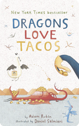 Yoto Dragons Love Tacos English & Spanish book cover with dragons and tacos illustration by Daniel Salmieri.