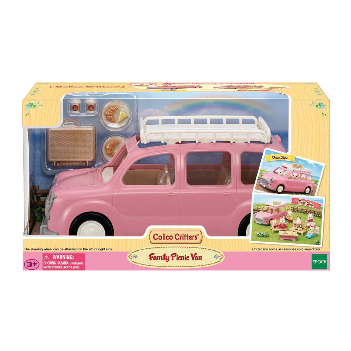 Family Picnic Van pink vehicle with picnic accessories in a colorful box