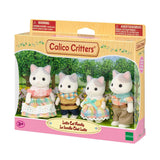 Latte Cat Family boxed set with four white cat figures in colorful outfits