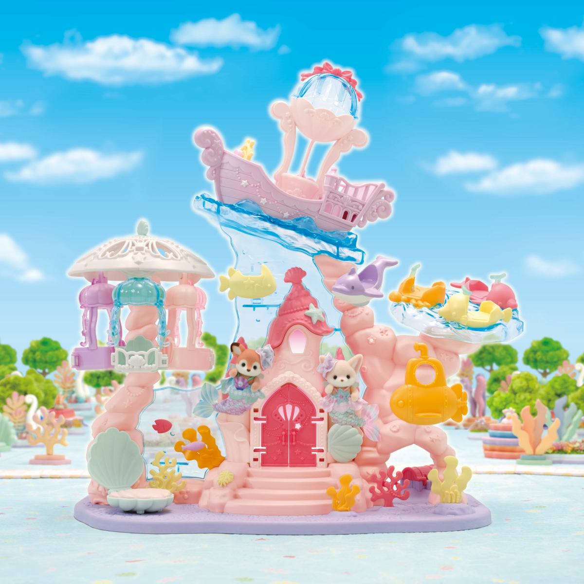 Baby Mermaid Castle pastel underwater playset with mermaids sea creatures and colorful castle details