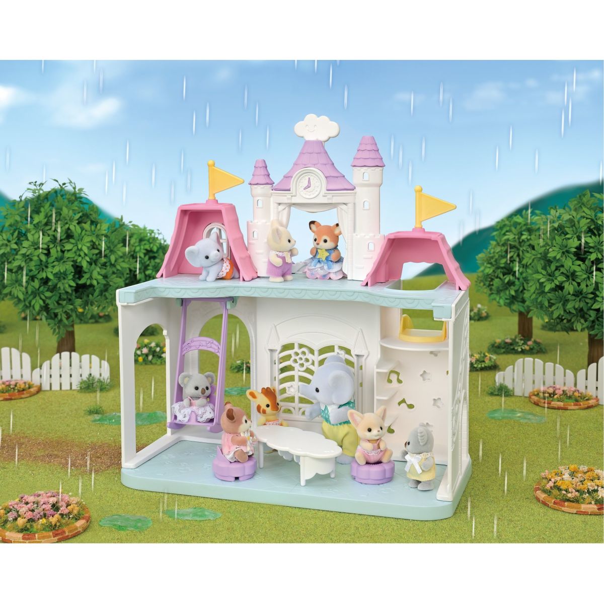 Playtime Castle Nursery playset with animal figures and colorful castle rooms