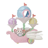 Floral Fantasy Skyship pink flying toy with flower shaped towers and a cat passenger