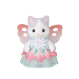 Floral Fantasy Skyship plush white cat fairy doll with pink wings and floral dress