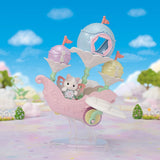 Floral Fantasy Skyship with a cat aboard and pastel flower shaped balloons