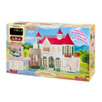 Red Roof Riverside Manor toy dollhouse set in colorful retail packaging