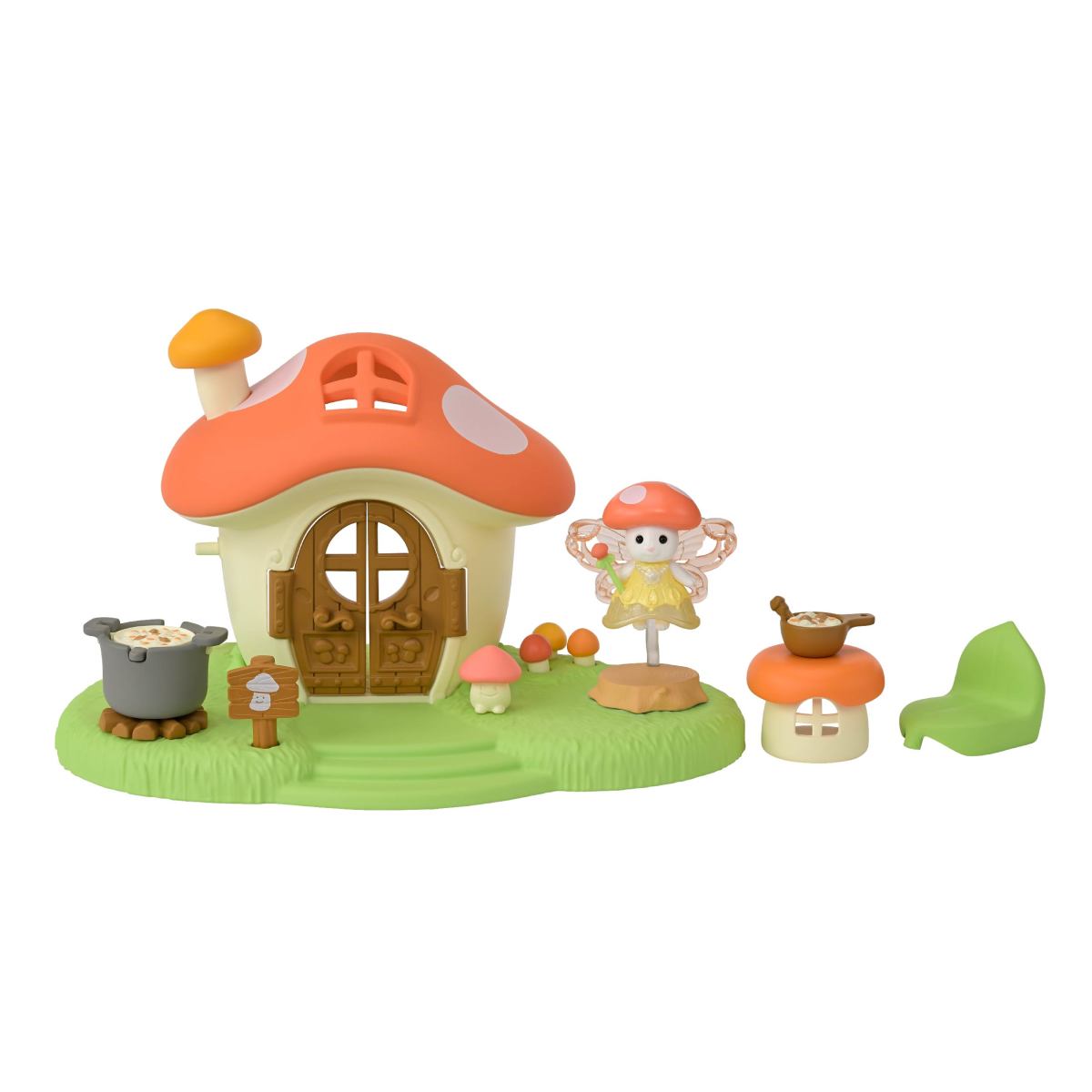 Fairy Mushroom House playset with mushroom cottage, fairy figure, and miniature accessories