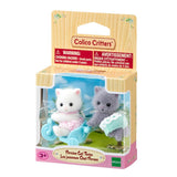 Persian Cat Twins plush cat toy set in pastel strollers inside a colorful display box