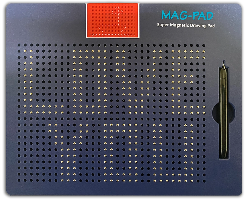 Mag-Pad Drawing Board with magnetic stylus and a dotted drawing surface