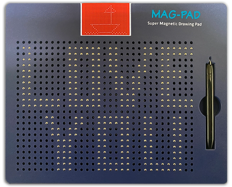 Mag-Pad Drawing Board with magnetic stylus and a dotted drawing surface