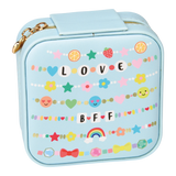 Fashion Friends Jewelry Case in light blue with colorful hearts flowers and stars