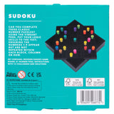 Sudoku game box featuring a colorful wooden peg board with numbered pegs and instructions