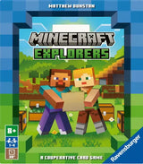 Minecraft Explorers Card Game box featuring two characters exploring a blocky landscape with treasure chests.
