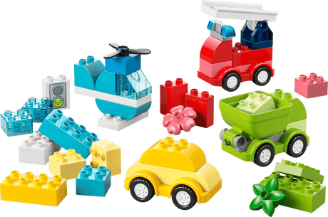 Duplo Creative Vehicles with colorful buildable cars truck helicopter and airplane pieces
