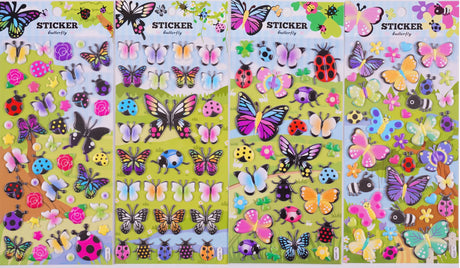 Butterfly Puffy Stickers featuring assorted colorful butterfly and ladybug designs for creative notes and planners.