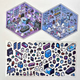 3D Diorama Stickers | Ghosts featuring colorful ghostly room scenes and miniature haunted house designs