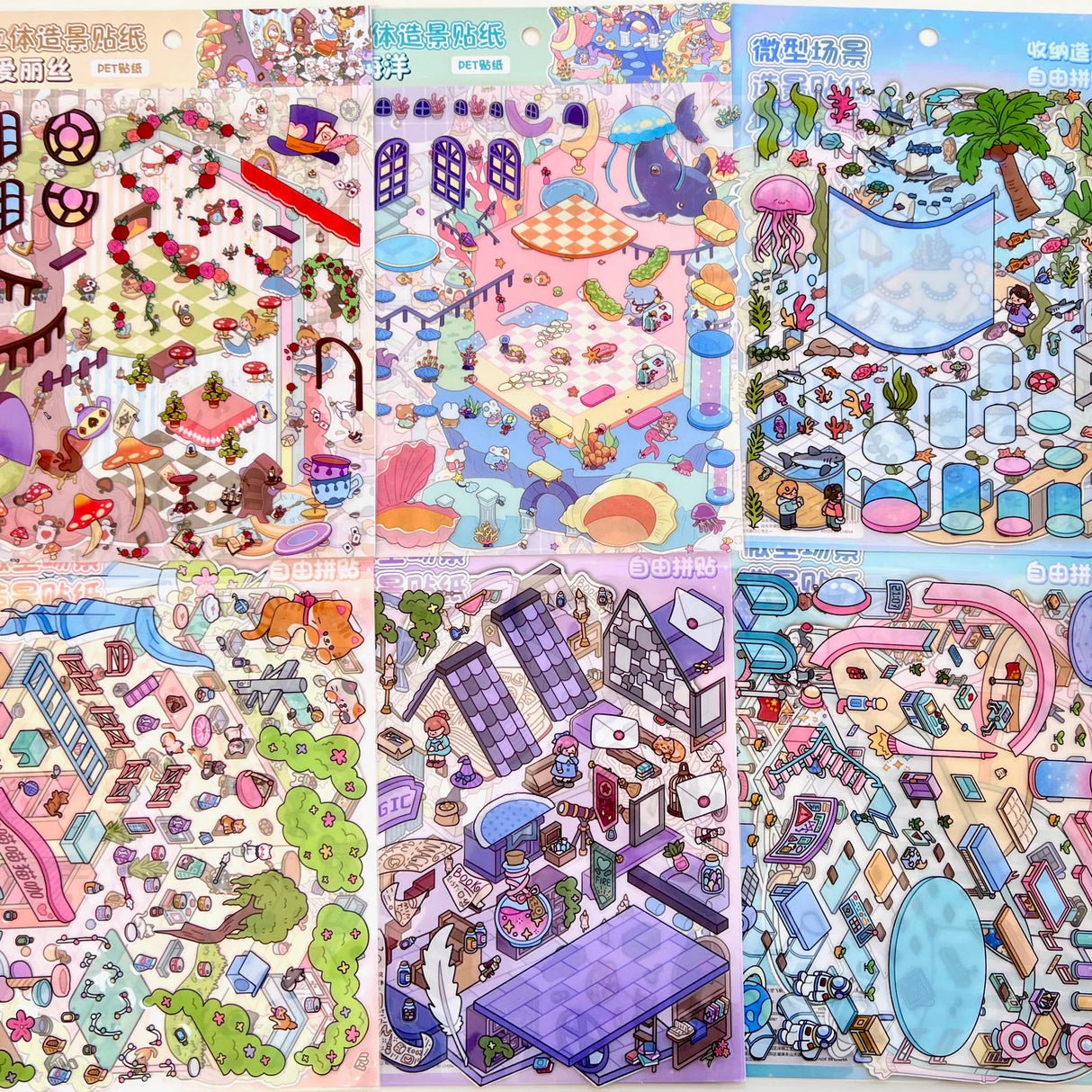 3D Diorama Stickers | Fantasy with colorful miniature scenes and imaginative characters