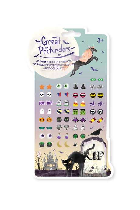 Stick On Earrings | Halloween sheet with colorful spooky themed earrings for kids