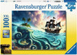 100pc Pirate Treasure Puzzle featuring a pirate ship and sea monster