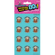 Pack of Root Beer themed scratch and sniff stickers featuring frothy mugs on two blue sheets with retro 80s style packaging