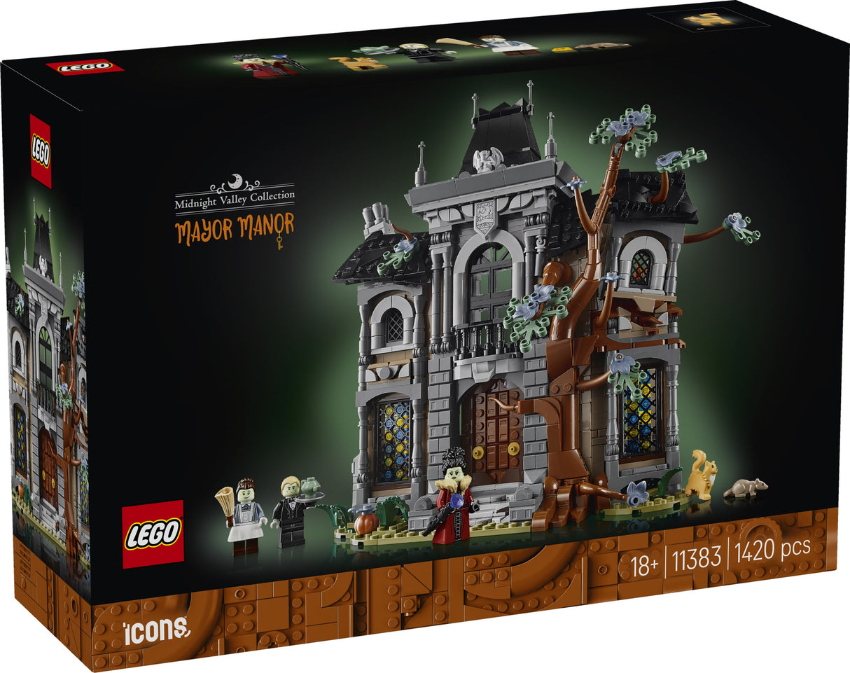 Icons Mayor Manor building set box featuring a detailed gothic manor and minifigures