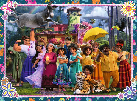 100pc Encanto Puzzle featuring the magical Madrigal family with bright colors and fun, extra-large pieces for kids 6+.