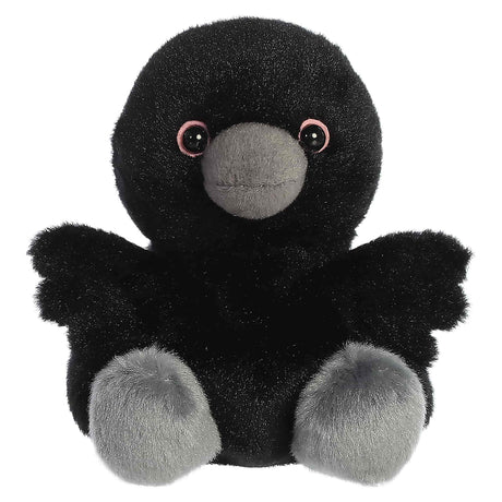 Palm Pals Raven Poe black plush raven with a gray beak and feet