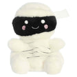 Palm Pals Mummy Wraphael plush toy with a black eye mask and soft white wrap