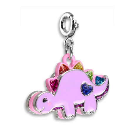 Glitter Dinosaur Charm with colorful enamel and glitter accents, perfect for adding sparkle to bracelets or necklaces.