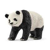 Detailed figurine of a walking panda bear with textured black and white fur on a white background