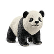 Small textured figurine of a standing panda with detailed black and white fur on a plain white background