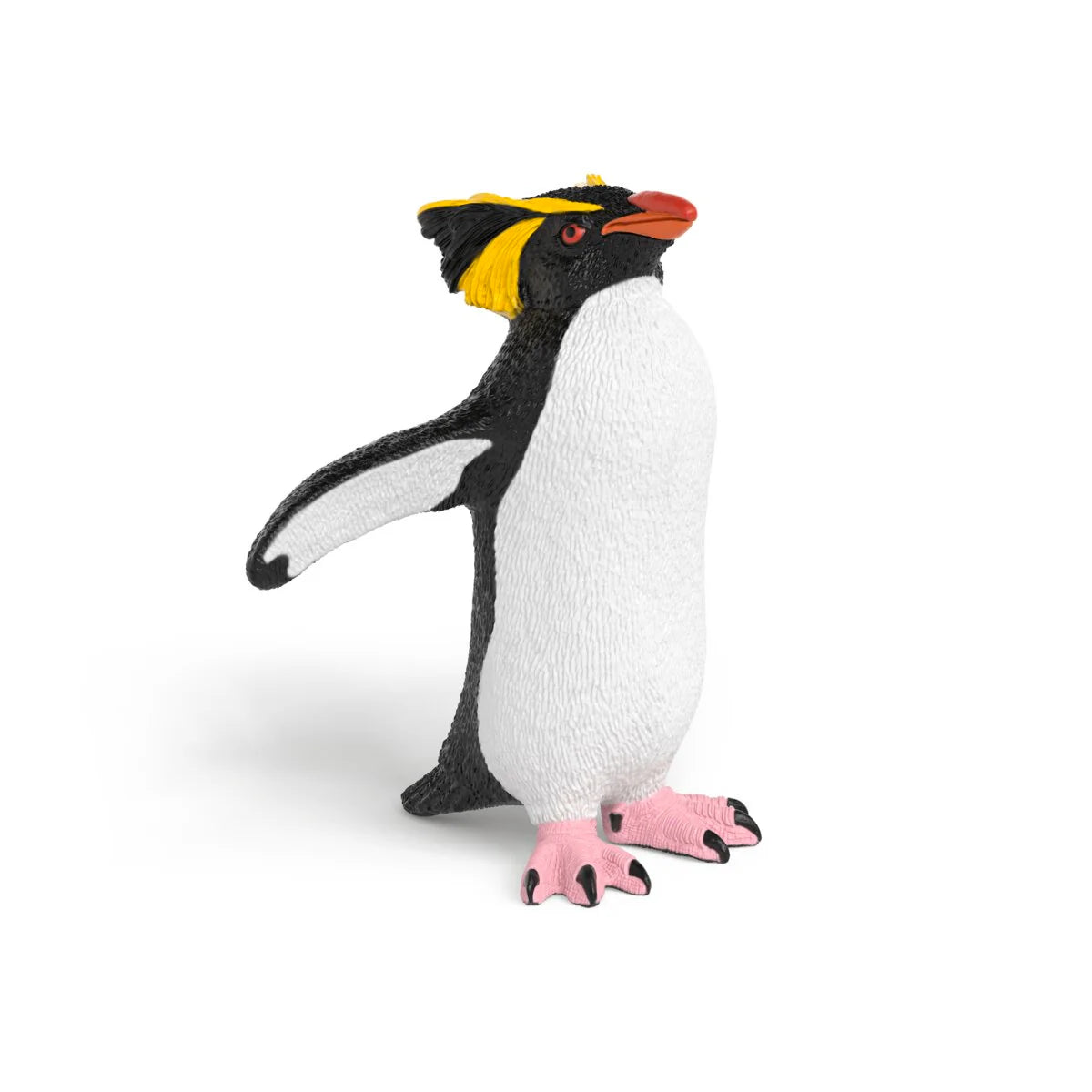 Rockhopper Penguin realistic black and white penguin figure with yellow crest and pink feet