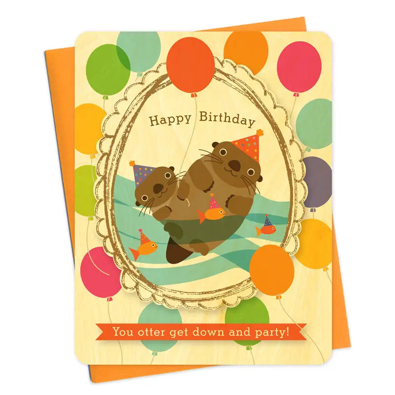 Otter Portrait Birthday Wood Card