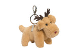 Reindeer Muzzle Bag Charm featuring a plush reindeer with antlers and a clip